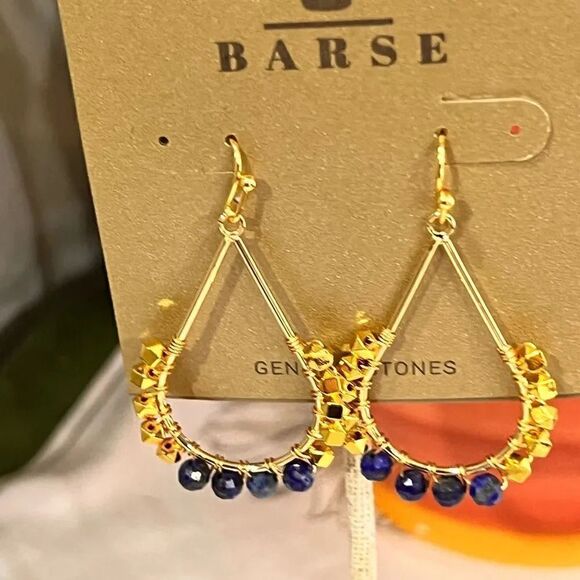 NWT Barse Genuine Stones Lapis Drop Earrings #BJER - Picture 4 of 7